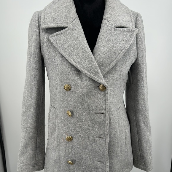 J. Crew Coat double breasted size 4 Pea Coat gray - Picture 6 of 11